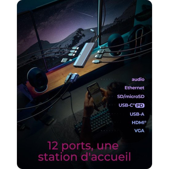 ICY BOX IB-DK4062-CPD Avec fil USB 3.2 Gen 1 (3.1 Gen 1) Type-C Anthracite