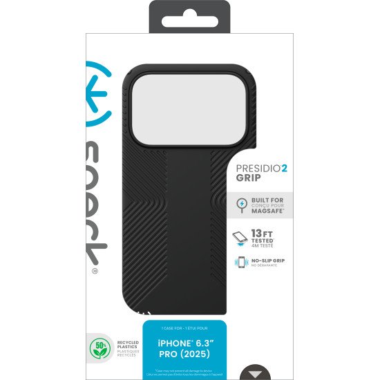 Speck Presidio2 Grip + MS Apple iPhone 17 Pro Black - with Microban coque de protection pour téléphones portables 16 cm (6.3") Housse Noir