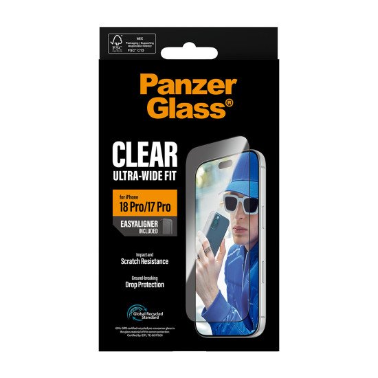 PanzerGlass ® Screen Protector iPhone 2026 Pro | 17 Pro | Ultra-Wide Fit w. EasyAligner Protection d'écran transparent 1 pièce(s)