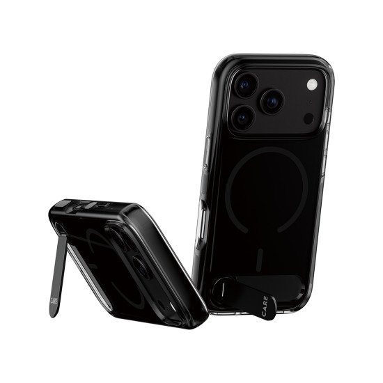 PanzerGlass CARE™ by ® Kickstand Case Smokey w. Black MagSafe iPhone 2026 Pro | 17 Pro coque de protection pour téléphones portables Housse Transparent