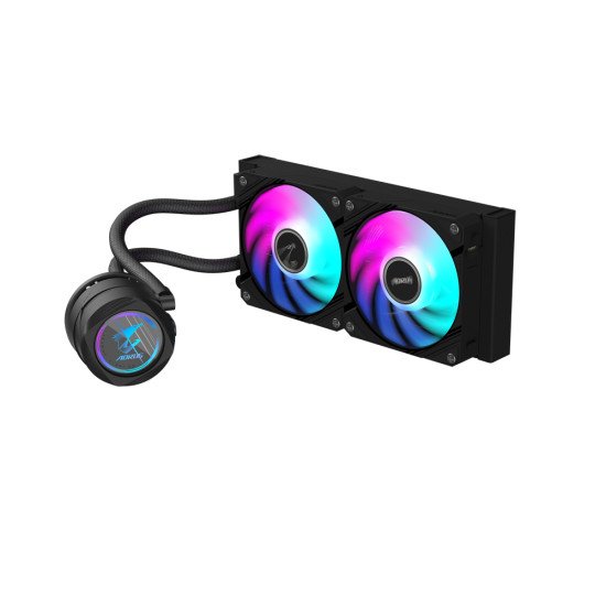 GIGABYTE AORUS WATERFORCE II 240 Refroidisseur liquide pour processeur AIO - 2x ventilateurs ARGB de 120 mm, mécanisme d'emboîtement coulissant, DAISY-CHAIN, compatible avec Intel LGA 1851 et AMD AM5