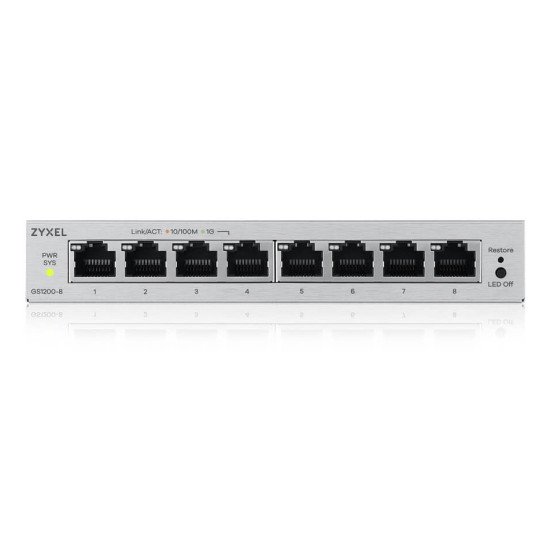 Zyxel GS1200-8V3 Géré L2 Gigabit Ethernet (10/100/1000) Bureau Gris