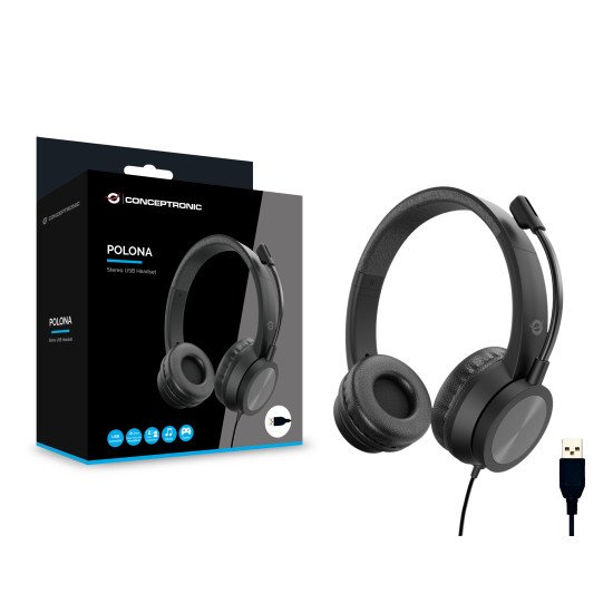 Conceptronic POLONA05B casque Avec fil Arceau Appels/Musique USB Type-A Noir