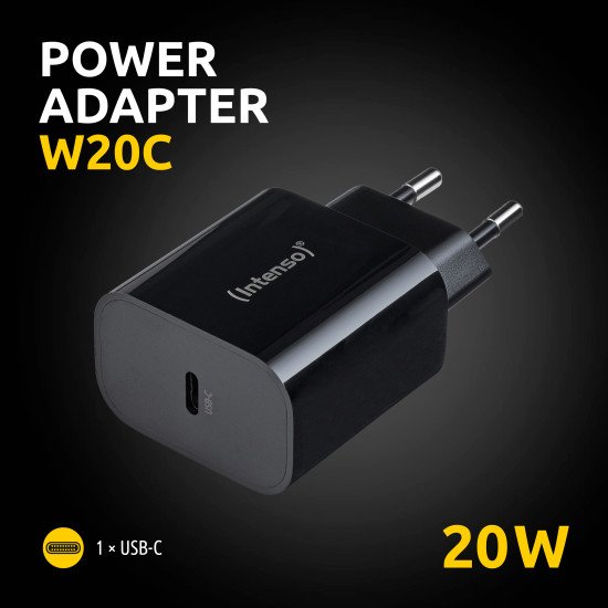 Intenso Adaptateur secteur W20C, 20 W, port USB-C, noir