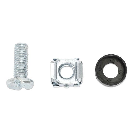 Intellinet Jeu d'écrous cage M6 (100 pcs) avec vis et rondelles, pour armoires et racks 19", pot plastique, garantie à vie
