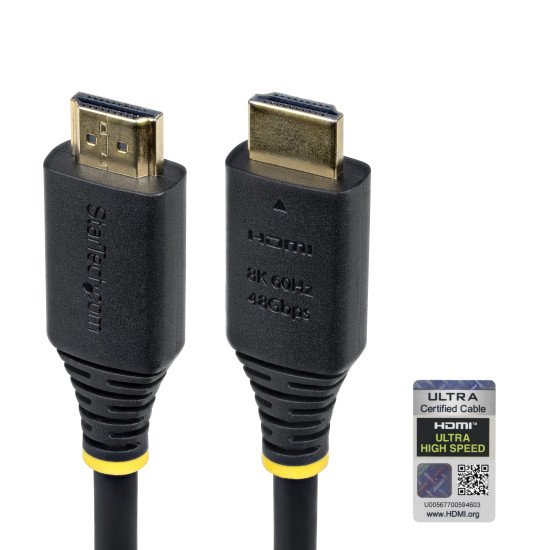 StarTech.com Câble HDMI Ultra Haut Débit Certifié de 4m, 8K 60Hz / 4K 120Hz, Câble HDMI 2.1 avec HDR10+ / eARC, 48 Gbps, Câble HDMI 8K pour Moniteur/Téléviseur/Écran, Gaine TPE Flexible
