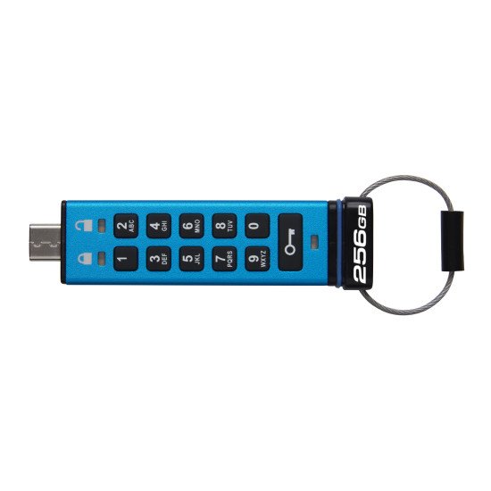 Kingston Technology IronKey Keypad 200 lecteur USB flash 256 Go USB Type-C 3.2 Gen 1 (3.1 Gen 1) Bleu