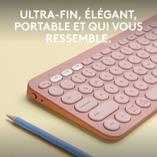 Logitech Pebble Keys 2 K380s clavier RF sans fil + Bluetooth AZERTY Français Rose