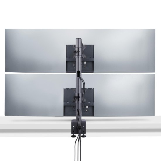 StarTech.com Support de Bureau pour 2 Moniteurs Empilés Verticalement, Double 49", Poids total 32kg, Pince en C, Support pour 2 Écrans, Système VESA à Dégagement Rapide, Écran Large 16:9/Ultrawide 32:9, TAA