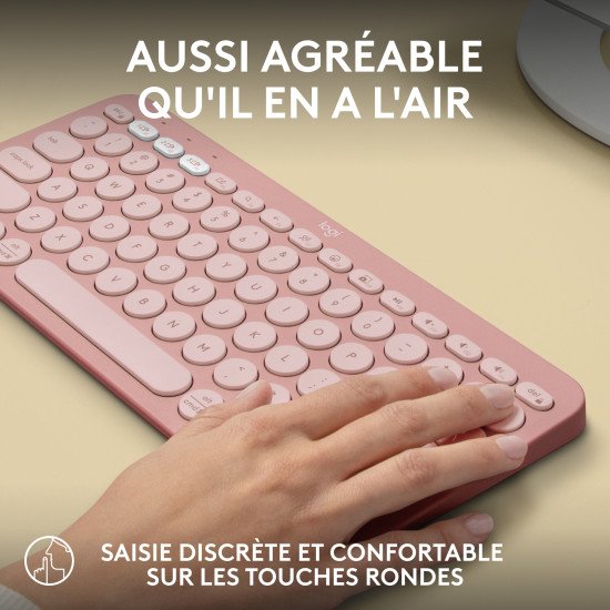 Logitech Pebble Keys 2 K380s clavier RF sans fil + Bluetooth AZERTY Français Rose