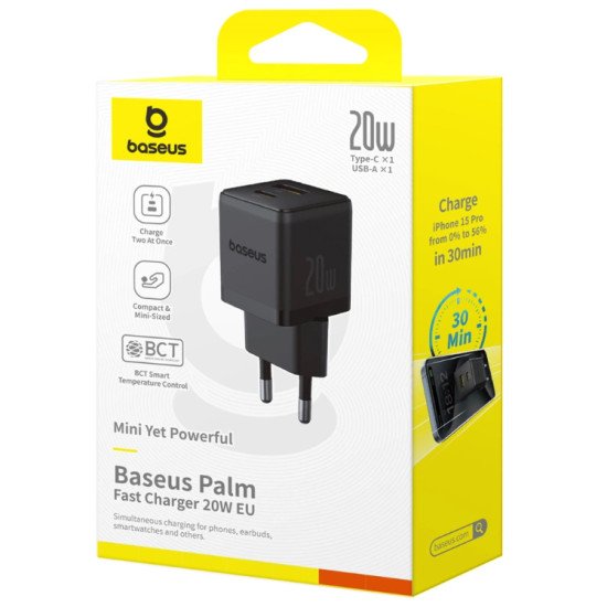 Baseus Palm Universel Noir Secteur Charge rapide Intérieure