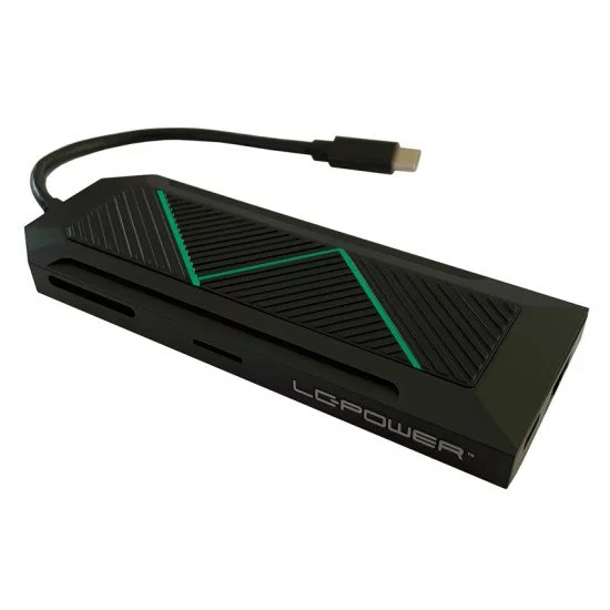 LC-Power LC-HUB-C-MULTI-6-RGB hub & concentrateur USB 3.2 Gen 2 (3.1 Gen 2) Type-C 5000 Mbit/s Noir LC-Power LC-HUB-C-MULTI-6-RGB hub & concentrateur USB 3.2 Gen 2 (3.1 Gen 2) Type-C 5000 Mbit/s Noir