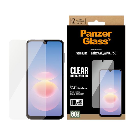 PanzerGlass ® Screen Protector Samsung Galaxy A18 | A17 | A17 5G | Ultra-Wide Fit w. EasyAligner Protection d'écran transparent 1 pièce(s)