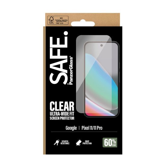 PanzerGlass SAFE. by ® Screen Protector Google Pixel 11 | 11 Pro | Ultra-Wide Fit Protection d'écran transparent 1 pièce(s)