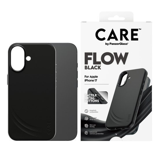 PanzerGlass CARE by ® Feature FLOW Case Black w. MagSafe iPhone 17 coque de protection pour téléphones portables Housse Noir