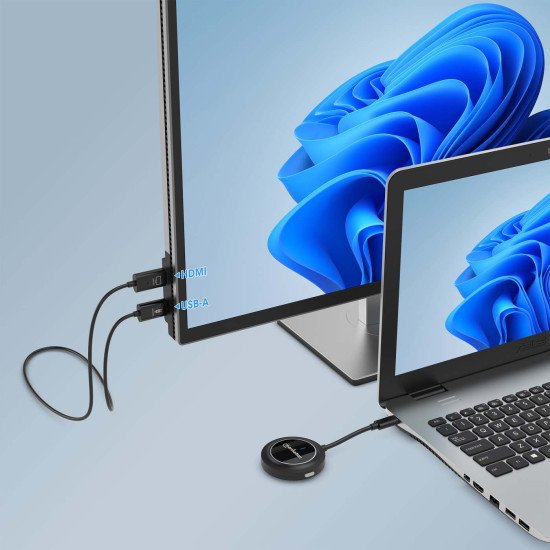 Manhattan Kit de présentation sans fil HDMI 1080p, ensemble de 2 pièces avec récepteur HDMI et émetteur USB-C type dongle, pour diffusion vidéo sans fil depuis un ordinateur portable, une tablette ou un smartphone vers un téléviseur ou un projecteur HDMI,