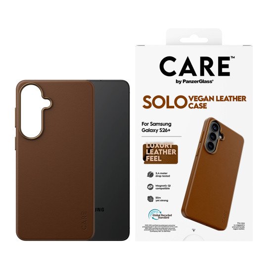 PanzerGlass CARE™ by ® Solo Case Brown w. Qi Samsung Galaxy S26+ coque de protection pour téléphones portables Housse Marron