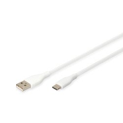 Digitus Câble de connexion USB-C en silicone, 0,5m, blanc Digitus Câble de connexion USB-C en silicone, 0,5m, blanc