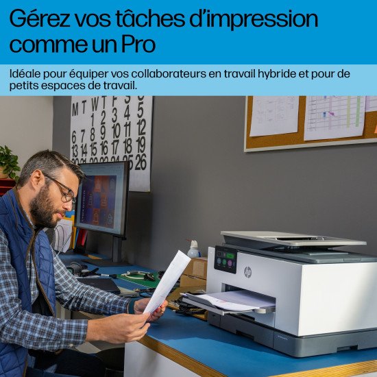 HP OfficeJet Pro Imprimante Tout-en-un 9130b, Couleur, Imprimante pour Petites/moyennes entreprises, Impression, copie, scan, fax, Sans fil; imprimer depuis un téléphone ou une tablette; chargeur automatique de documents; impression recto-verso; numérisat