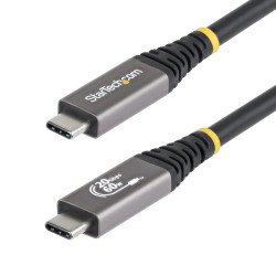 StarTech.com Câble USB4 de 3 m, 20 Gbit/s, Câble USB-C Certifié USB-IF, 60 W PD, 4K 120 Hz DP 2.1, Gaine en TPE, Cordon USB-C Noir