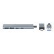 Manhattan Dock/hub combo USB-C & USB-A, 4 ports : 2x USB-A + 2x USB-C, 5 Gbit/s (USB 3.0), Alimenté par USB (aucune alimentation externe requise), aluminium