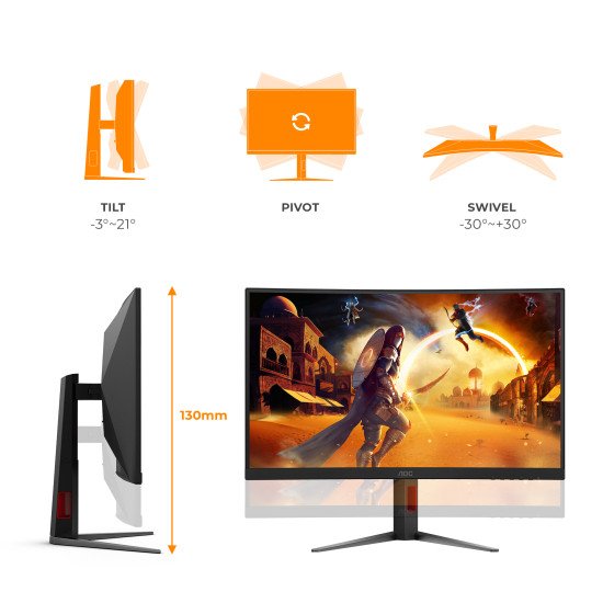 AOC G4 C27G4Z2 écran PC 68,6 cm (27") 1920 x 1080 pixels Full HD LCD Noir, Rouge