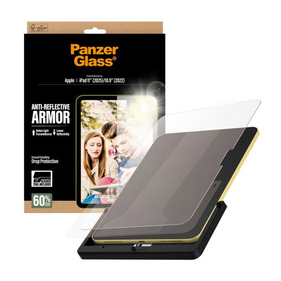 PanzerGlass ® Anti-Reflective Armor Screen Protector iPad 11" (2025-2026) | 10.9" (2022) | Ultra-Wide Fit w. Fastfit tool Protection d'écran transparent Apple 1 pièce(s)