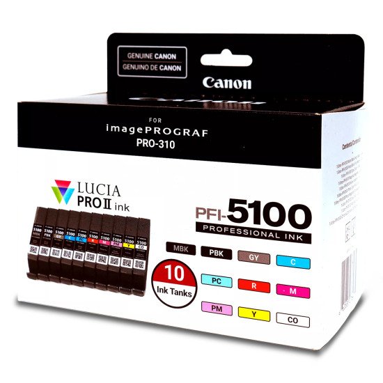 Canon PFI-5100 Multipack cartouche d'encre 10 pièce(s) Original Rendement standard Cyan, Noir mat, Noir