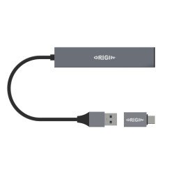 Origin Storage Origin 4 Ports - 4 USB3.2 Gen 1 Hub with dual connector Avec fil USB 3.2 Gen 1 (3.1 Gen 1) Type-A + Type-C Gris