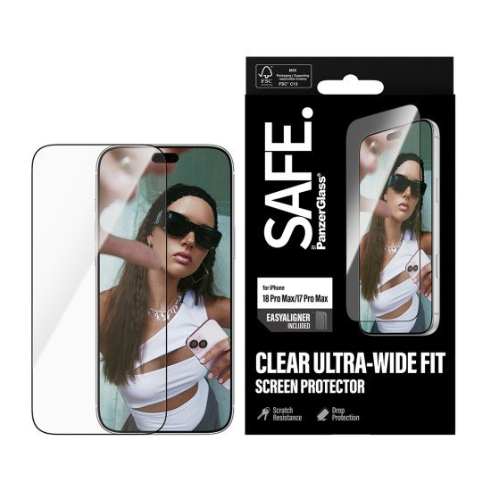 PanzerGlass SAFE. by ® Screen Protector iPhone 2026 Pro Max | 17 Pro Max | Ultra-Wide Fit m. EasyAligner Protection d'écran transparent 1 pièce(s)