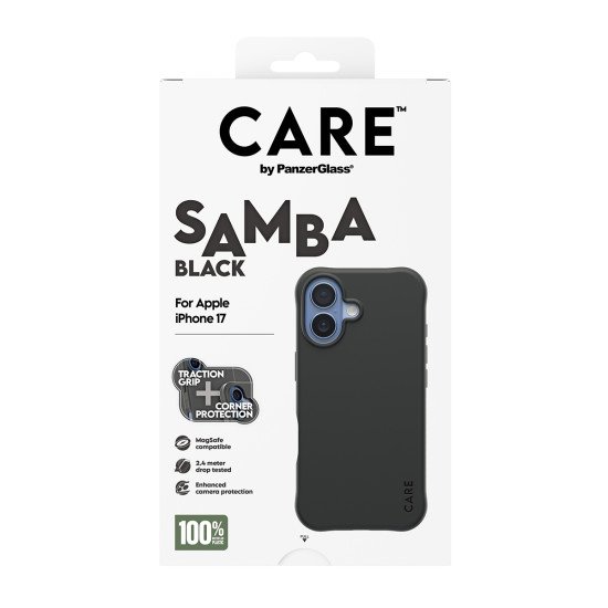 PanzerGlass CARE by ® Fashionable Case Samba Black w. MagSafe iPhone 17 coque de protection pour téléphones portables Housse Noir PanzerGlass CARE by ® Fashionable Case Samba Black w. MagSafe iPhone 17 coque de protection pour téléphones portables Housse Noir