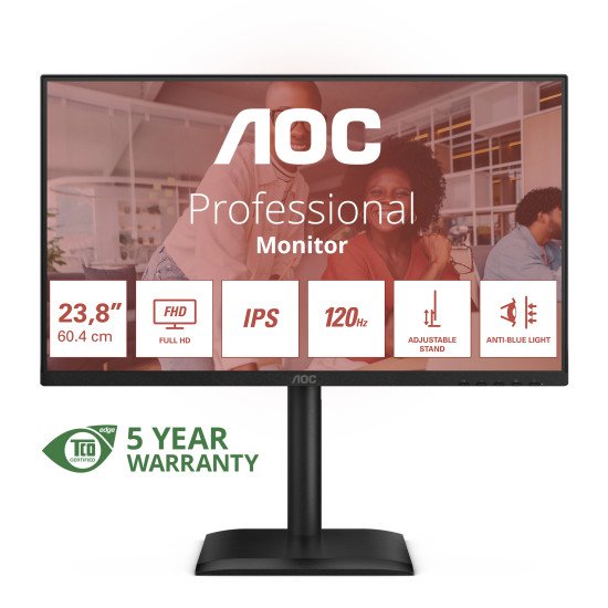 AOC 24E4U écran PC 60,5 cm (23.8") 1920 x 1080 pixels Full HD LED Noir AOC 24E4U écran PC 60,5 cm (23.8") 1920 x 1080 pixels Full HD LED Noir