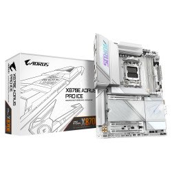 GIGABYTE X870E AORUS PRO ICE Carte Mère - Prend en charge les processeurs AMD Ryzen 9000, 16+2+2 Phases VRM Digital, jusqu'à 8000MHz DDR5 (OC), 3xPCIe 5.0 + 1xPCIe 4.0, Wi-Fi 7, 2.5GbE LAN, USB 4 GIGABYTE X870E AORUS PRO ICE Carte Mère - Prend en charge les processeurs AMD Ryzen 9000, 16+2+2 Phases VRM Digital, jusqu'à 8000MHz DDR5 (OC), 3xPCIe 5.0 + 1xPCIe 4.0, Wi-Fi 7, 2.5GbE LAN, USB 4
