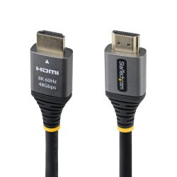 StarTech.com Câble HDMI Ultra Haut Débit Certifié de 30cm, 8K 60Hz/4K 120Hz, Câble HDMI 2.1 avec HDR10+/eARC, 48 Gbps, Câble HDMI 8K pour Moniteur/Téléviseur/Écran, Gaine TPE Flexible