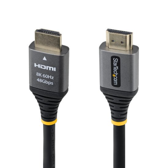 StarTech.com Câble HDMI Ultra Haut Débit Certifié de 30cm, 8K 60Hz/4K 120Hz, Câble HDMI 2.1 avec HDR10+/eARC, 48 Gbps, Câble HDMI 8K pour Moniteur/Téléviseur/Écran, Gaine TPE Flexible