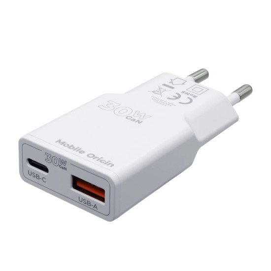 Mobile Origin MO-GAN30W-MO16 chargeur d'appareils mobiles Universel Blanc USB Charge rapide Intérieure