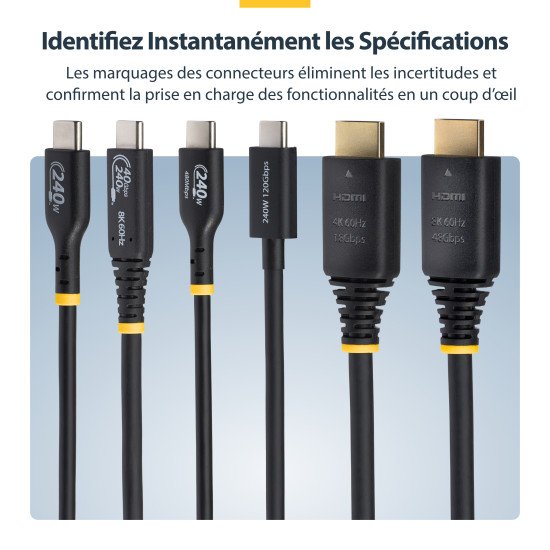 StarTech.com Câble HDMI Ultra Haut Débit Certifié de 4m, 8K 60Hz / 4K 120Hz, Câble HDMI 2.1 avec HDR10+ / eARC, 48 Gbps, Câble HDMI 8K pour Moniteur/Téléviseur/Écran, Gaine TPE Flexible