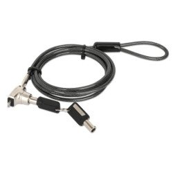 Manhattan Câble antivol pour ordinateur portable (Nano) avec 2 clés, compatible avec encoche Nano, câble de 1,5 m, acier avec gaine PVC transparente, garantie à vie