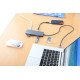 Manhattan Dock/hub USB-C avec lecteur de cartes, 7 ports : Ethernet, HDMI, 3x USB-A + 2x USB-C, avec Power Delivery (PD) 100 W - nécessite un chargeur USB-C externe (non inclus). Alimenté par USB (aucune alimentation externe requise) lorsque le PD n'est p