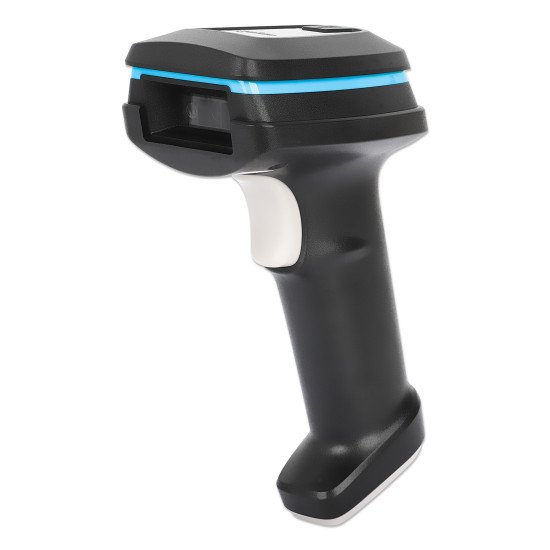 Manhattan Scanner de codes-barres LED 2D longue portée, USB, profondeur de lecture 450 mm, luminosité ambiante max. 100 000 lux, compatible codes 1D et 2D, câble RJ45 vers USB-A 1,8 m, noir, garantie 3 ans