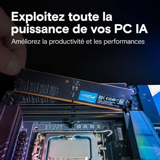 Crucial CT2K32G64C52CU5 module de mémoire 64 Go 2 x 32 Go DDR5 6400 MT/s Crucial CT2K32G64C52CU5 module de mémoire 64 Go 2 x 32 Go DDR5 6400 MT/s