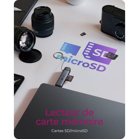 ICY BOX Lecteur de cartes 3 en 1 via l'interface USB Type-A & USB Type-C