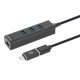Manhattan Dock/hub combo USB-C & USB-A, 4 ports : Ethernet + 3x USB-A, 5 Gbit/s (USB 3.0), Alimenté par USB (aucune alimentation externe requise)