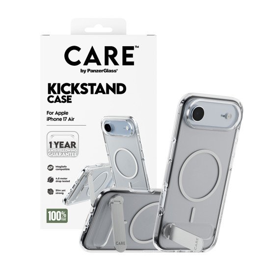 PanzerGlass CARE by ® Feature Case Transparent w. Kickstand & MagSafe iPhone 17 Air coque de protection pour téléphones portables Housse PanzerGlass CARE by ® Feature Case Transparent w. Kickstand & MagSafe iPhone 17 Air coque de protection pour téléphones portables Housse