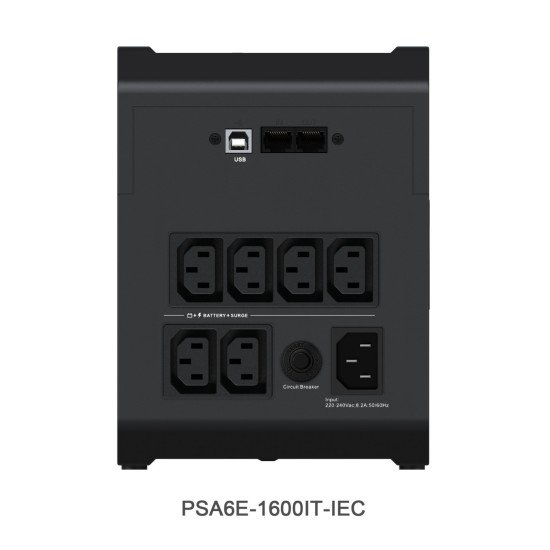 Vertiv PowerUPS 200 Essential PSA6E-1600IT-IEC, 1 600 VA/925 W, AVR, batteries remplaçables par l'utilisateur, batterie de secours, 6 prises IEC, garantie deux ans