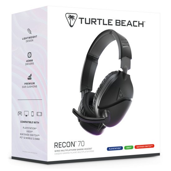 Turtle Beach Casque gaming multiplateforme Recon 70 - PS5, PS4, PC, Switch, et appareils mobiles avec prise 3,5 mm - microphone à bascule, écouteurs de 40 mm Turtle Beach Casque gaming multiplateforme Recon 70 - PS5, PS4, PC, Switch, et appareils mobiles avec prise 3,5 mm - microphone à bascule, écouteurs de 40 mm
