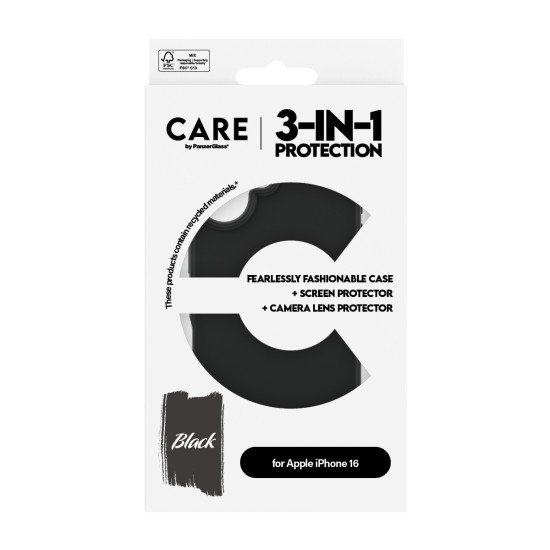PanzerGlass CARE by ® Fashion 3-in-1 Bundle iPhone 16 coque de protection pour téléphones portables Housse Transparent PanzerGlass CARE by ® Fashion 3-in-1 Bundle iPhone 16 coque de protection pour téléphones portables Housse Transparent