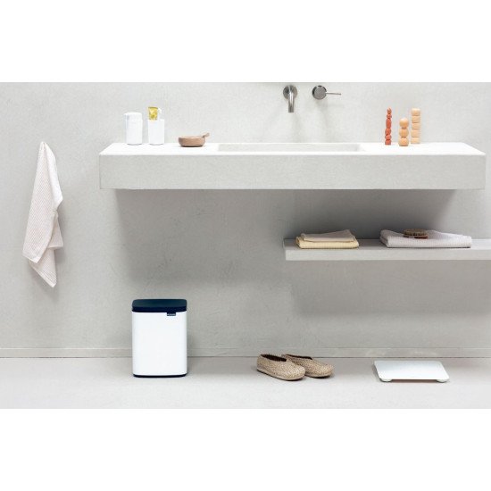 Brabantia Bo Waste Bin 7 L Rectangulaire Acier Noir, Blanc Brabantia Bo Waste Bin 7 L Rectangulaire Acier Noir, Blanc