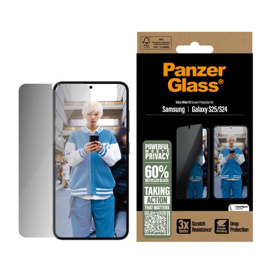 PanzerGlass ® Privacy Screen Protector Samsung Galaxy S25 | S24 | Ultra-Wide Fit Protection d'écran transparent 1 pièce(s) PanzerGlass ® Privacy Screen Protector Samsung Galaxy S25 | S24 | Ultra-Wide Fit Protection d'écran transparent 1 pièce(s)