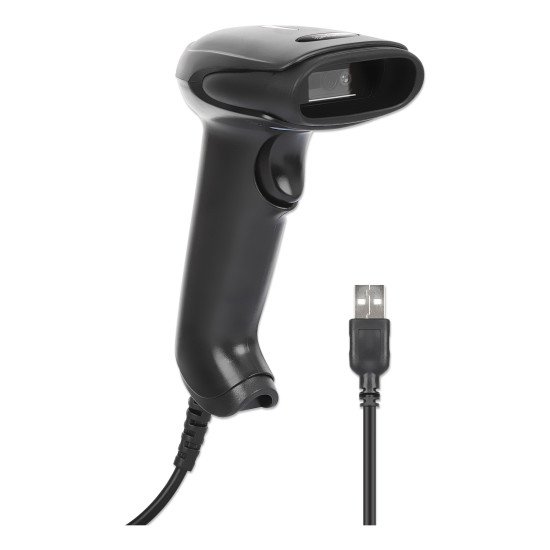 Manhattan Scanner de codes-barres CCD filaire, USB, largeur de lecture 60 mm, câble 152 cm, luminosité ambiante max. 5 000 lux, noir, garantie 3 ans